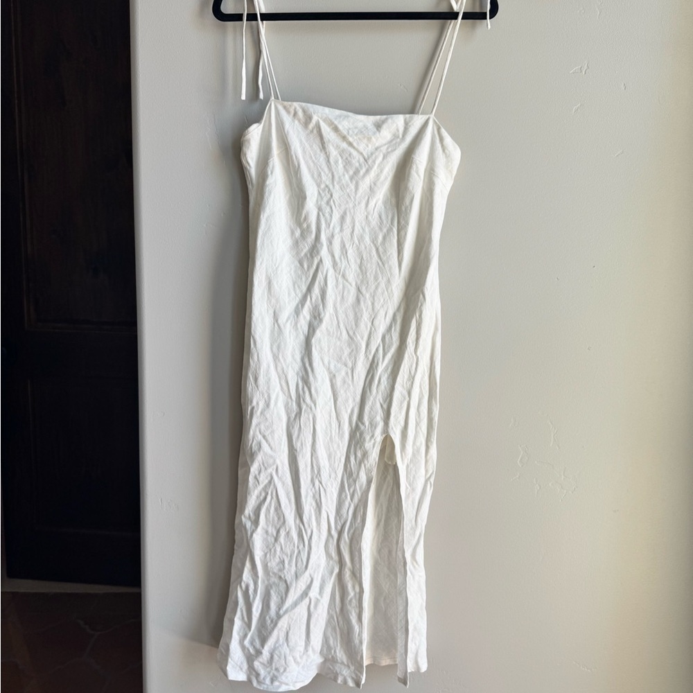 White Bodycon Midi Dress Slit Bachelorette Bridal Vegas Night Out Coquette Y2K - Picture 2 of 5